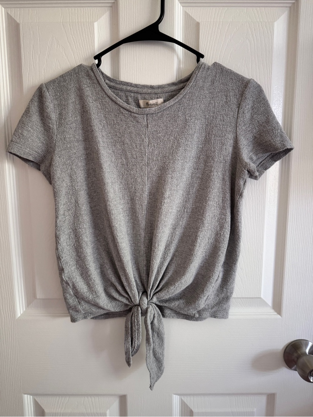 Madewell Heather Gray Tie-Front Crop Top